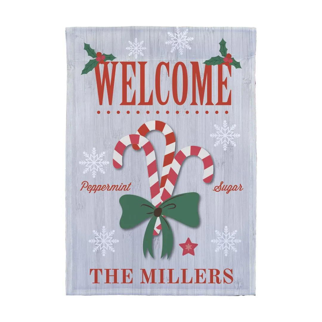 Personalized Candy Cane Garden Flag