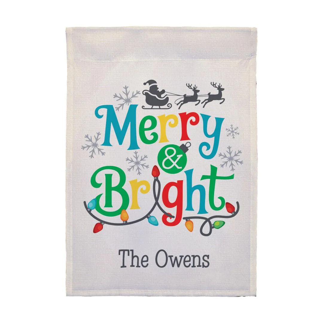 Personalized Merry and Bright Garden Flag