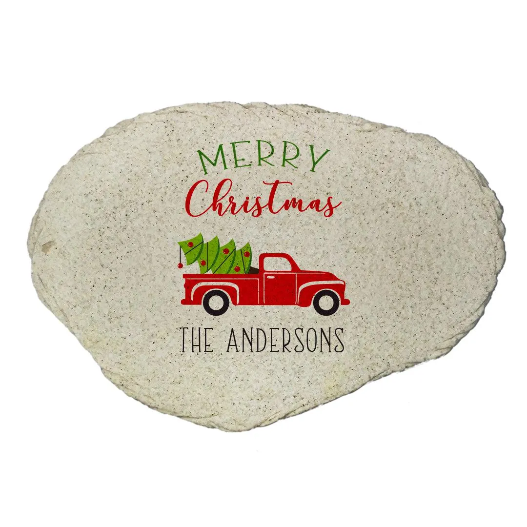 Personalized Red Truck Christmas  Flat Garden Stone