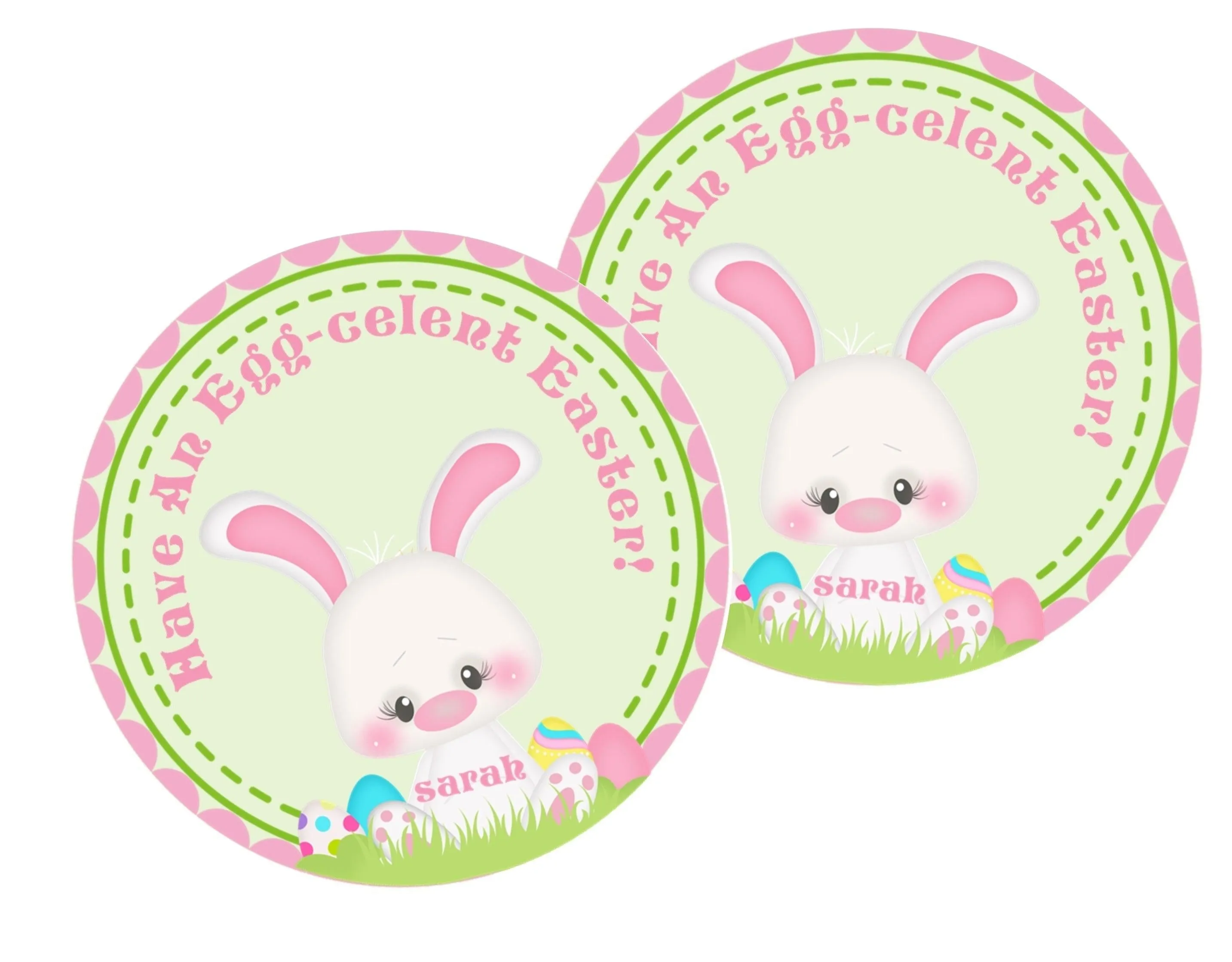 Pink and Green Easter Bunny Stickers