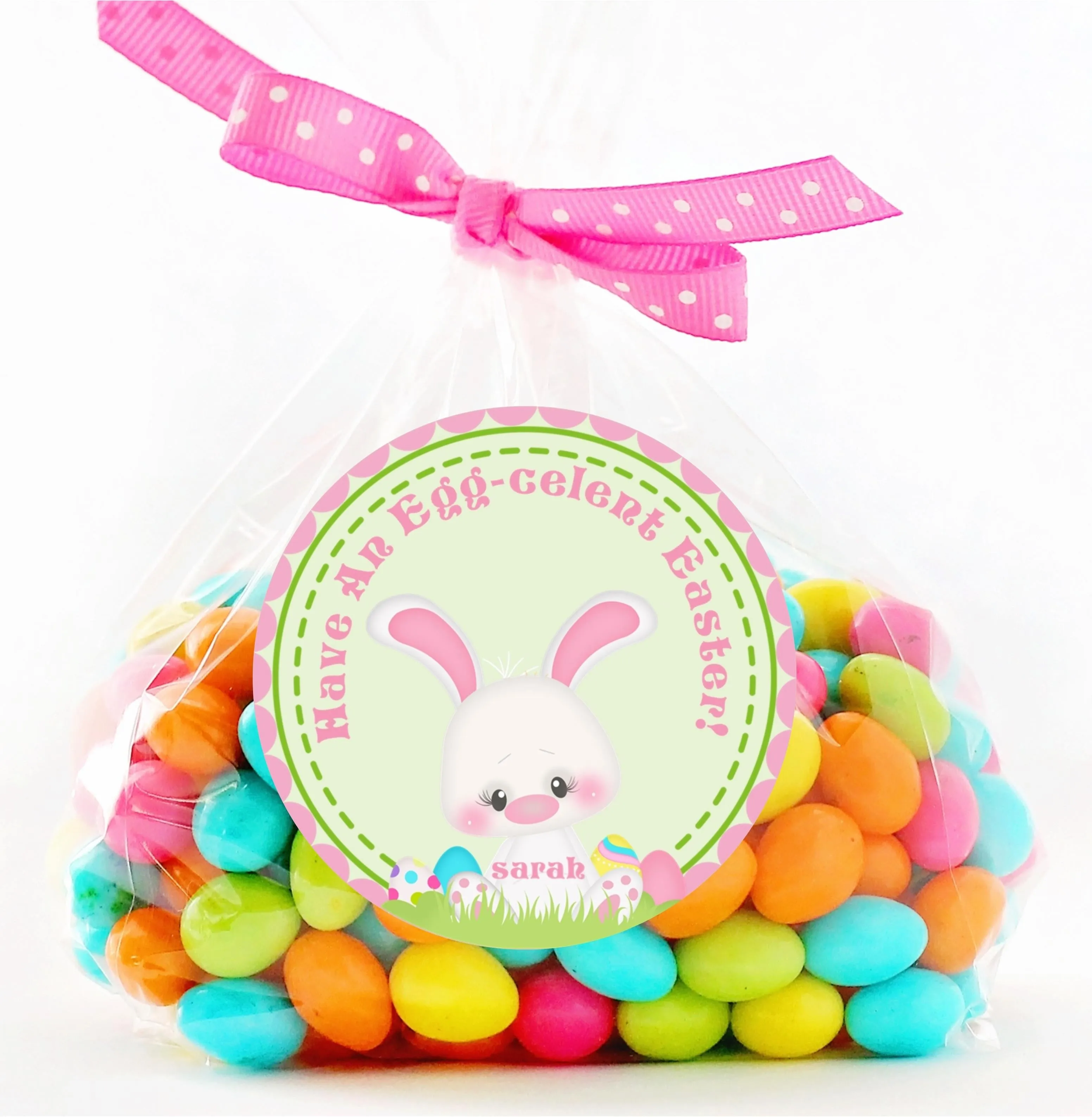 Pink and Green Easter Bunny Stickers