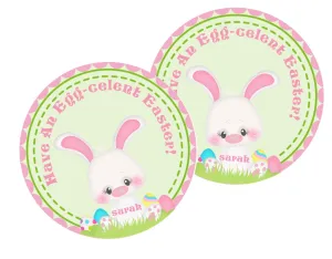 Pink and Green Easter Bunny Stickers