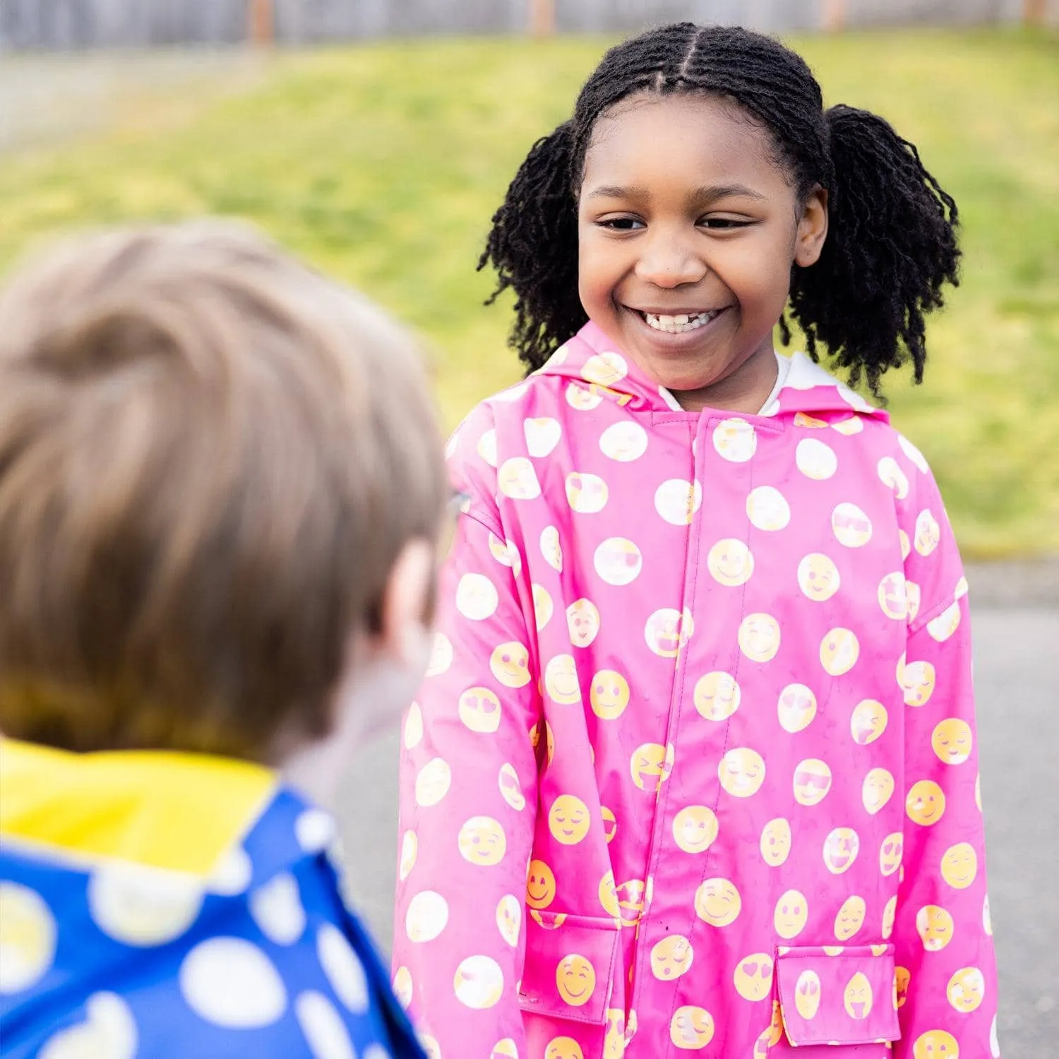 pink polka dot emoji magnetic raincoat