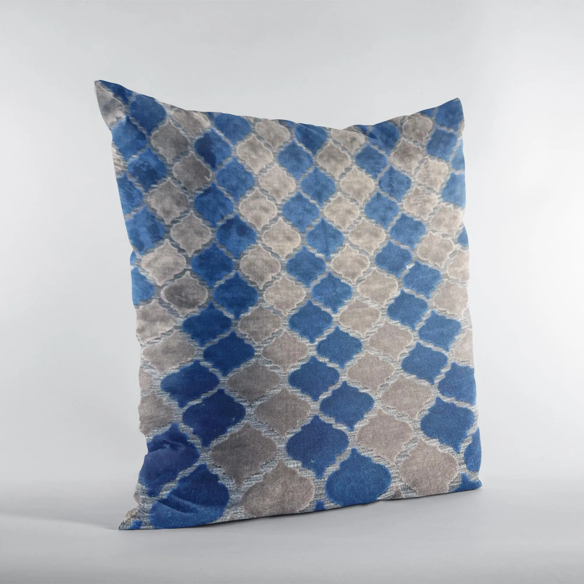 Plutus Blue Gray Azure Mosaic Tiles Luxury Throw Pillow