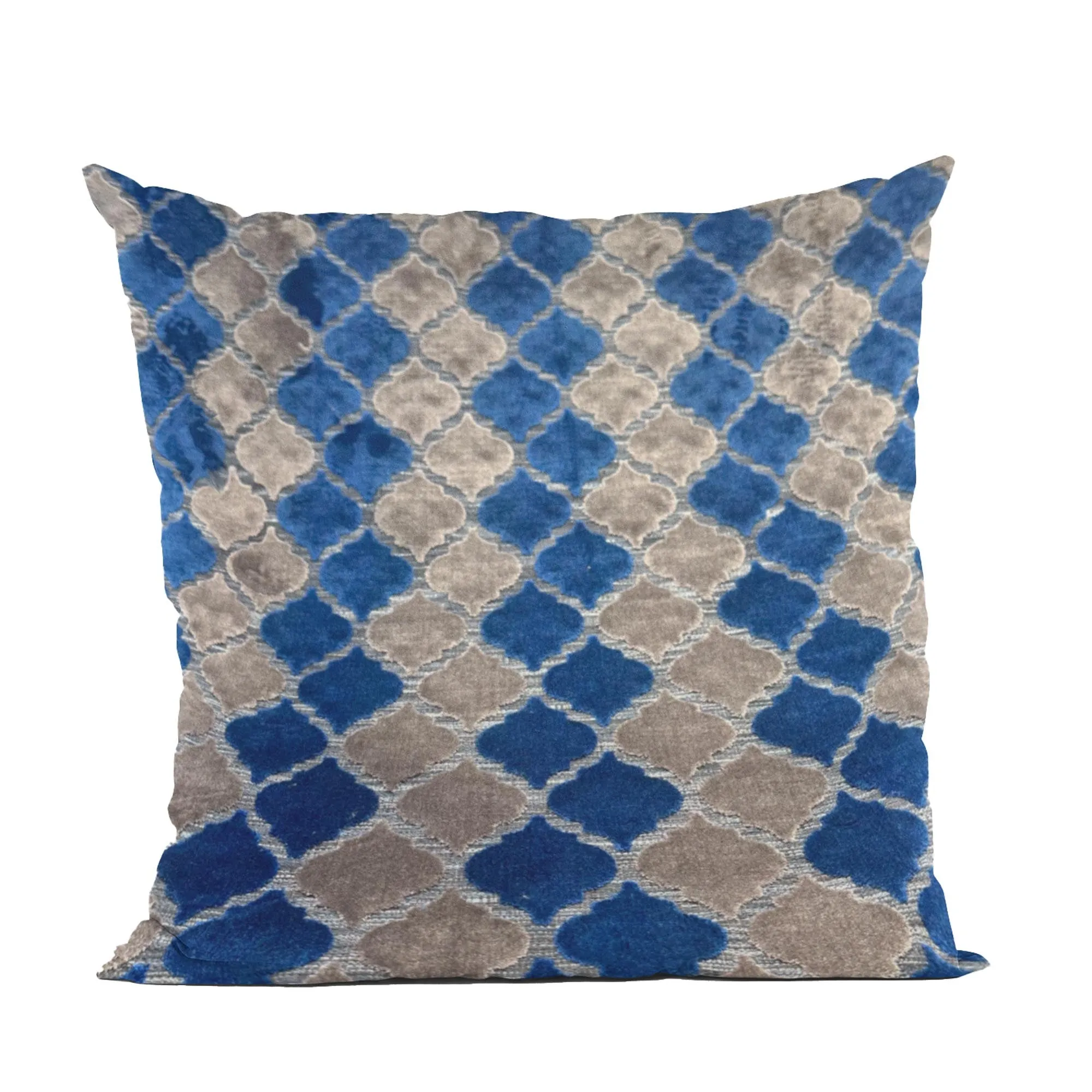 Plutus Blue Gray Azure Mosaic Tiles Luxury Throw Pillow