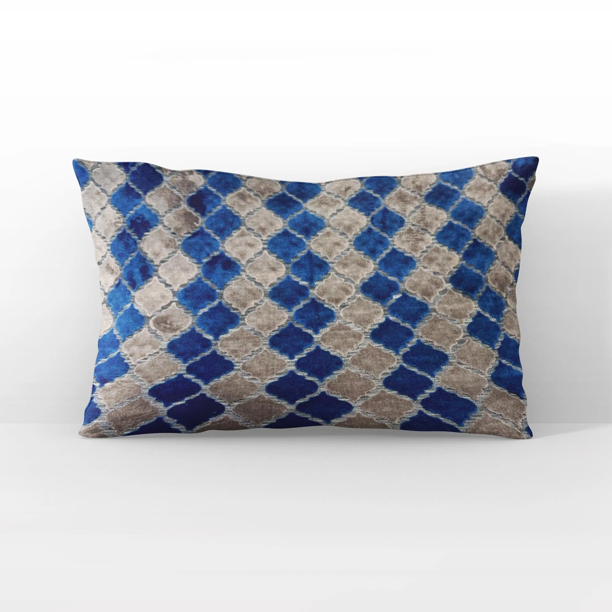 Plutus Blue Gray Azure Mosaic Tiles Luxury Throw Pillow