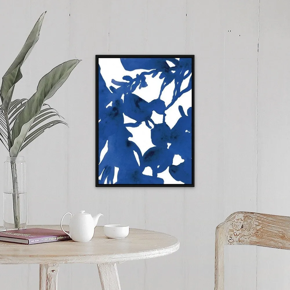 "Azure Silhouette II" Black Float Frame Canvas Art