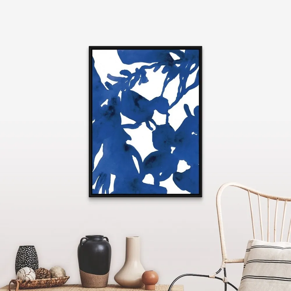 "Azure Silhouette II" Black Float Frame Canvas Art