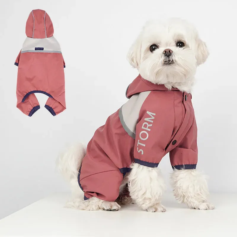 Rainproof Reflective Four-Legged Dog Raincoat