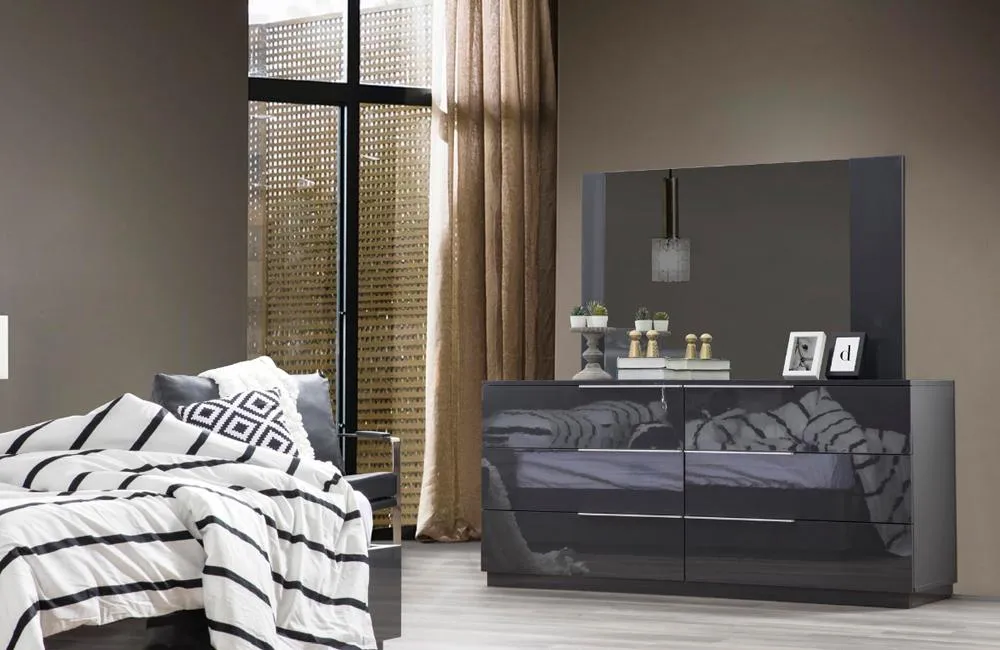 Sacramento Modern Bedroom Set in Dark Gray