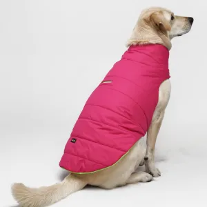 Skatrs Hot Pink Puffer Reversible Jacket for Dogs and Cats | With Adjustable Baby Velcro