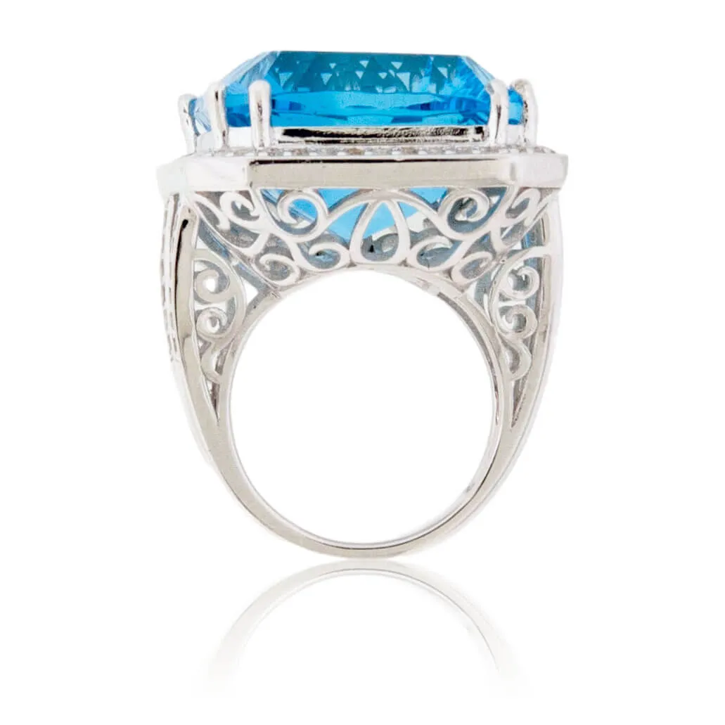 Sterling Silver Blue Topaz & White Topaz Cocktail Ring