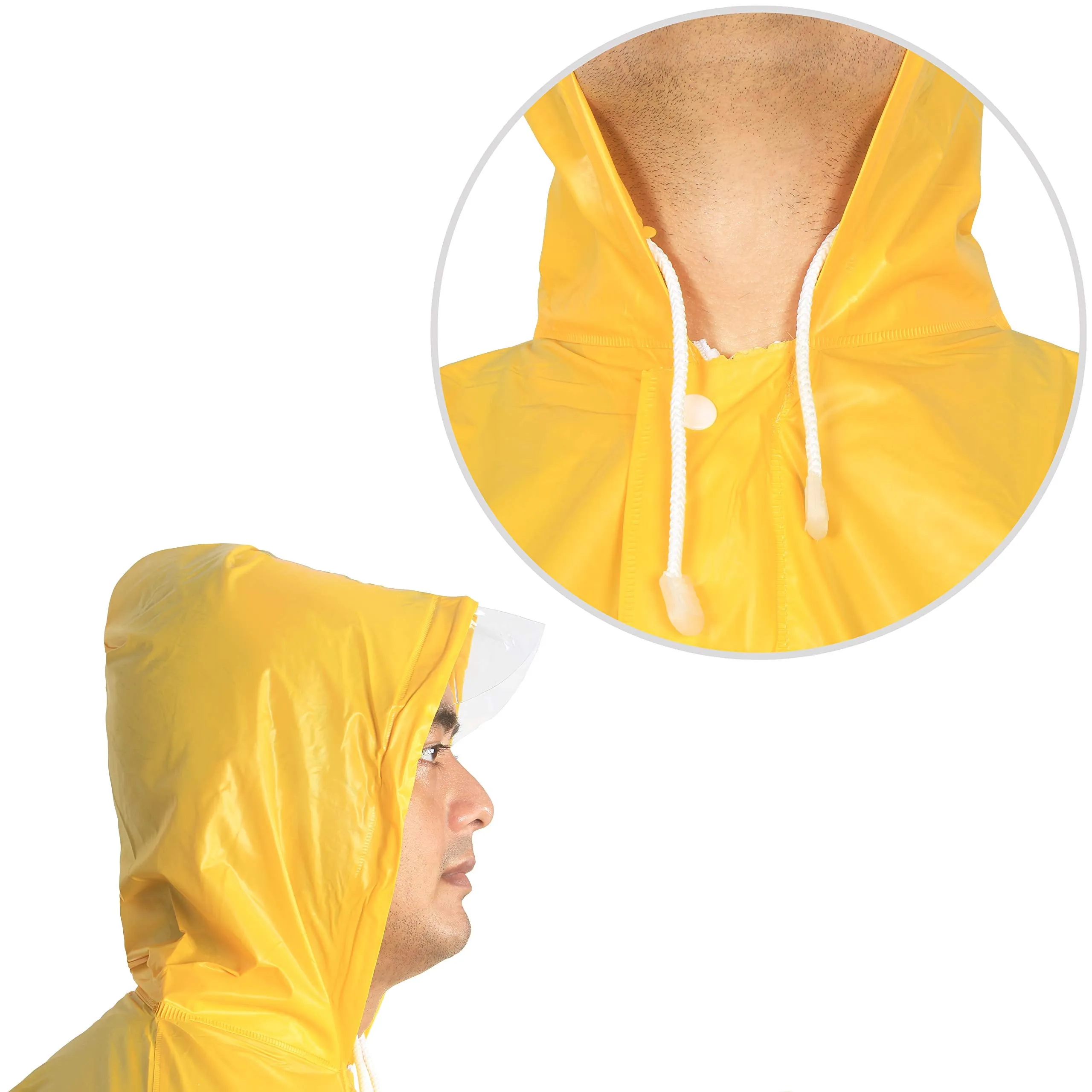 THE CLOWNFISH Flex Series Men's Polyester Waterproof Raincoat with Hood. Set of Top and Bottom Packed in a Storage Bag (Yellow, XX-Large)