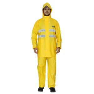 THE CLOWNFISH Rain Coat for Men Waterproof for Bike with Hood and Reflective Stripes Raincoat for Men Industrial Series. Set of Top and Bottom. Indus Series (Yellow, Large)