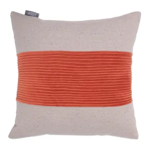 Throw Pillow in Wide Pleated Velvet Stripe Burnt Orange, 18" x 18"