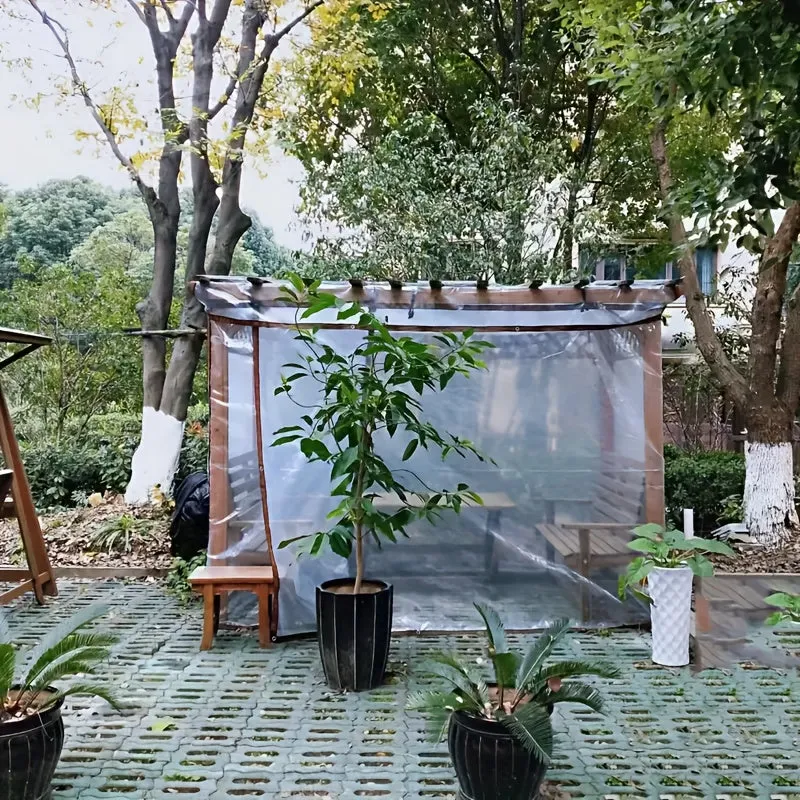 Transparent Waterproof Tarpaulin with Grommets for Garden and Patio