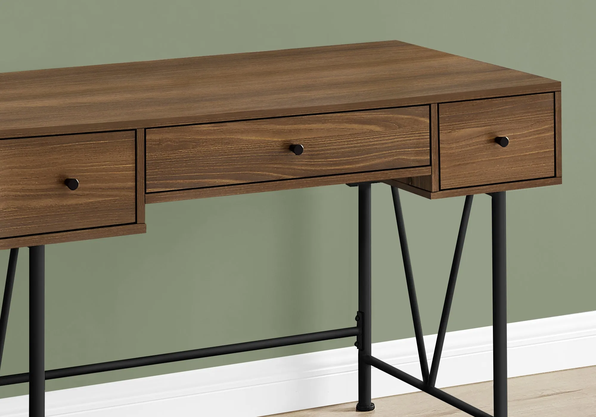 Walnut 47" Industrial-Style Contemporary Computer Desk with Storage