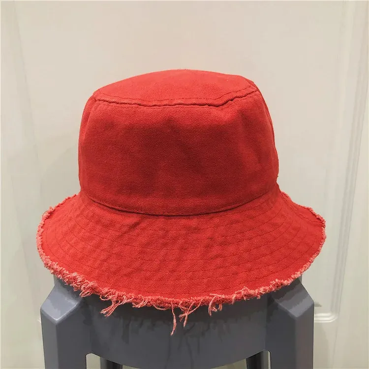 Washed Cotton Blank Plain Print Embroidery Fisherman Hats