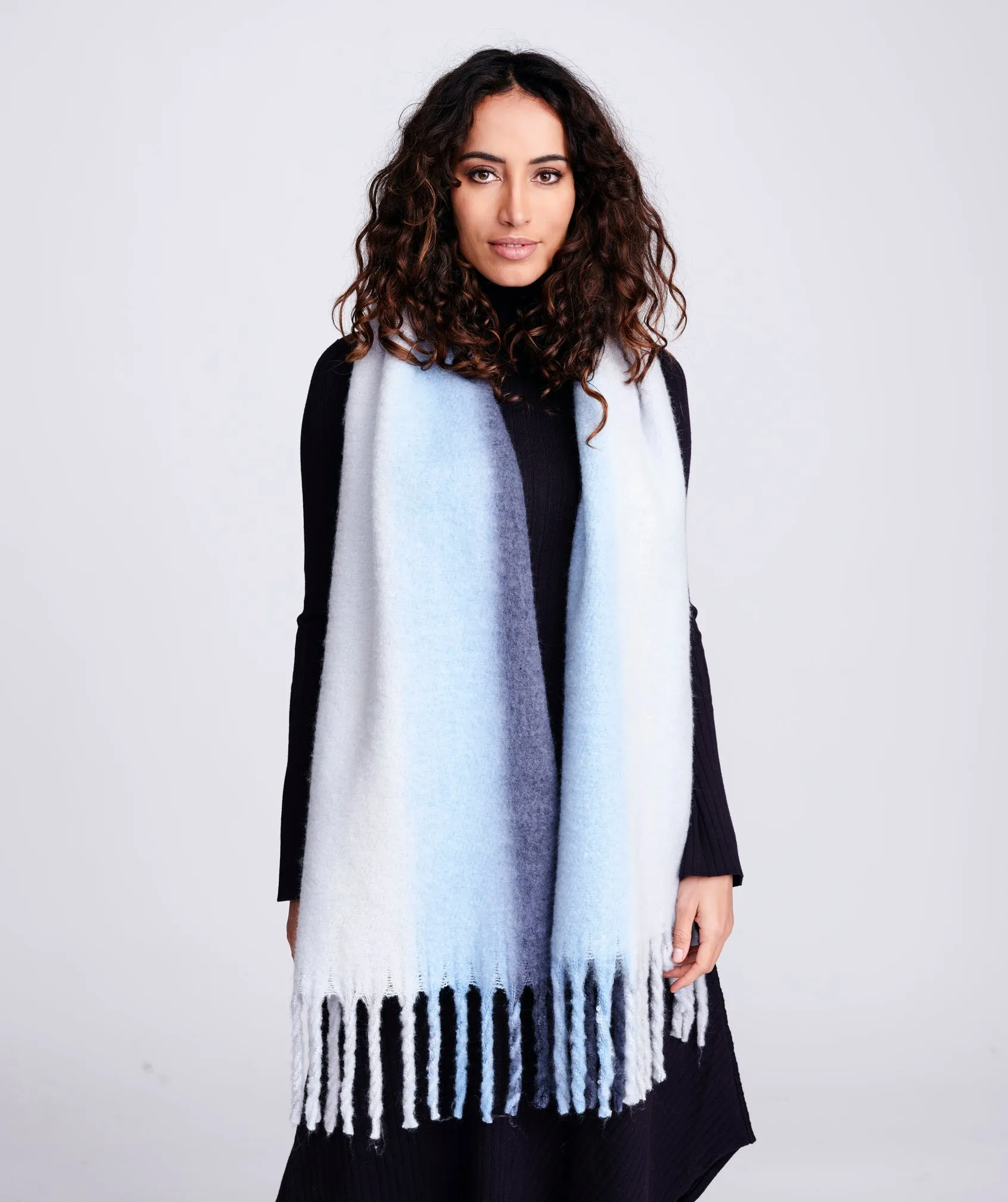 Womens Blue Tonal Blanket Scarf